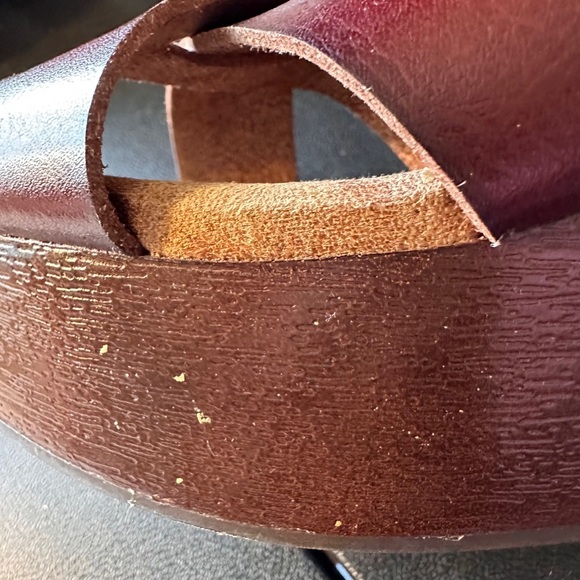 POP Women’s Memory Foam Open Toe Open Back Wedge Heel Sandal Brown Size 9 - Picture 4 of 11